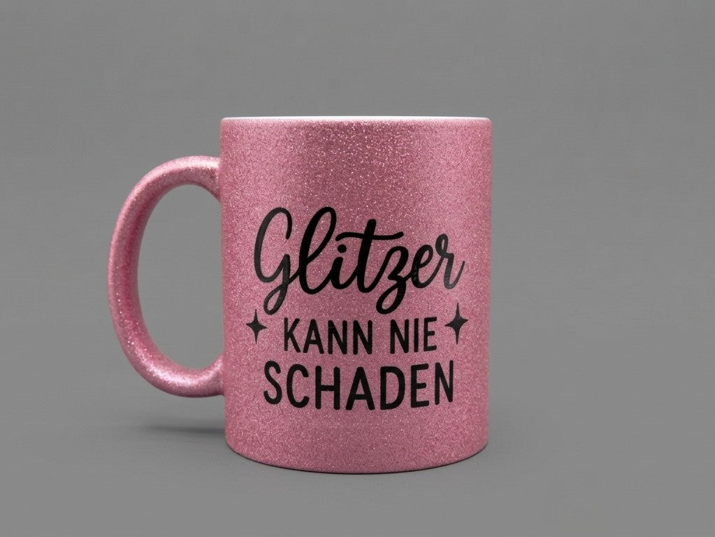 Pinke Glitzer Tasse ( Glitzer kann nie SCHADEN)